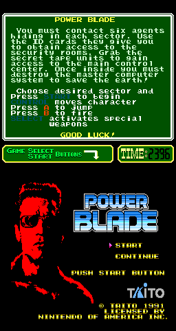 Power Blade (Arcade) screenshot: Title Screen.