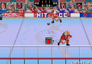 Hit the Ice: The Video Hockey League (Arcade) screenshot: Pass the puck.