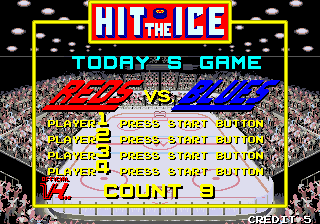 Hit the Ice: The Video Hockey League (Arcade) screenshot: Today's Game.