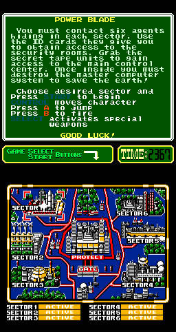 Power Blade (Arcade) screenshot: Map of the game.