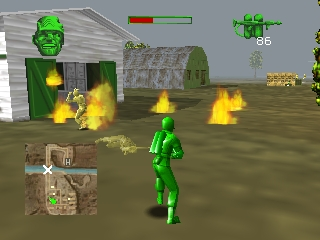 Army Men: Sarge's Heroes (Nintendo 64) screenshot: Flame thrower gives so much fun!