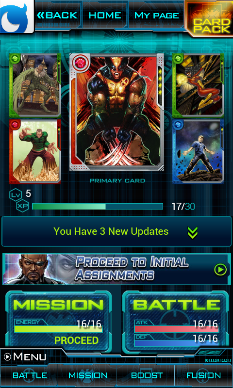 Marvel: War of Heroes (Android) screenshot: The 'My page'