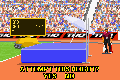 Fila Decathlon (Game Boy Advance) screenshot: Choosing height in high jump