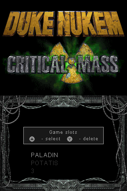 Duke Nukem: Critical Mass (Nintendo DS) screenshot: Main menu