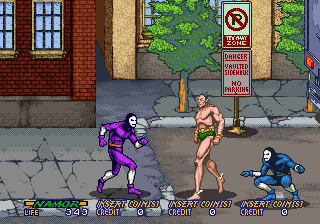 Spider-Man: The Videogame (Arcade) screenshot: Sub-Mariner fighting Goons.