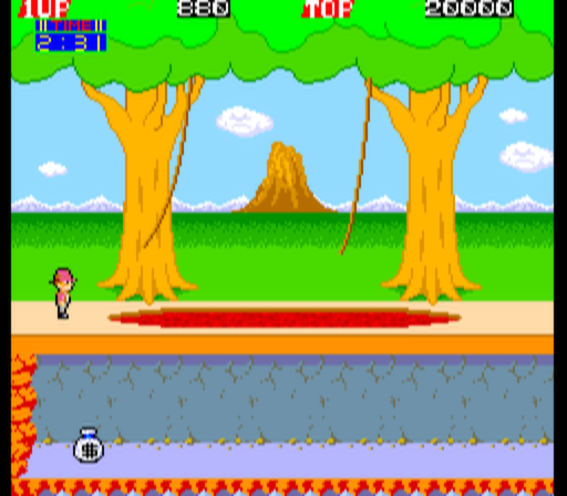 Pitfall II: Lost Caverns (Arcade) screenshot: Double rope swing.
