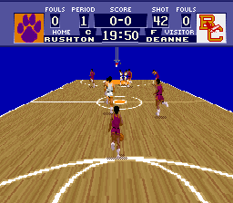 NCAA Basketball (SNES) screenshot: Rival has ball