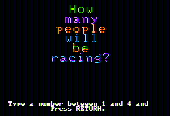 Race Car 'Rithmetic (Apple II) screenshot: Number of players