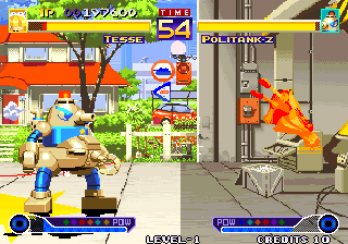 Waku Waku 7 (Arcade) screenshot: Flames on Tesse