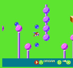 Otocky (NES) screenshot: No enemies to deal with in B.G.M mode