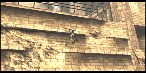 Ico (PlayStation 2) screenshot: A bit of dramatic climbing