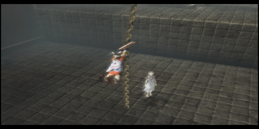 Ico (PlayStation 2) screenshot: Swinging on a chain
