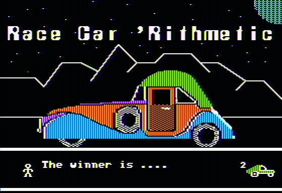 Race Car 'Rithmetic (Apple II) screenshot: The winner is...