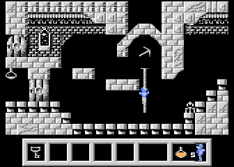 Deimos (Atari 8-bit) screenshot: Climbing