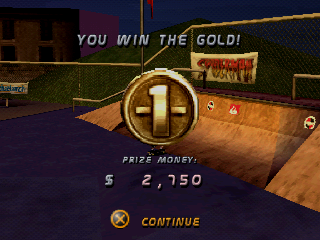 Tony Hawk's Pro Skater 2 (PlayStation) screenshot: My first gold medal.