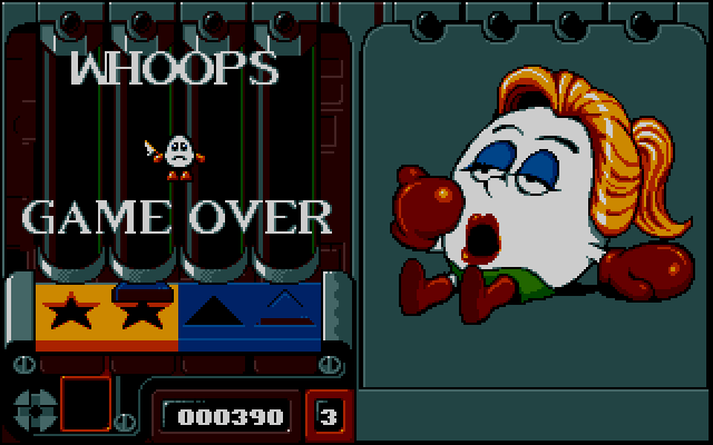 Dizzy Panic (Amiga) screenshot: Game over