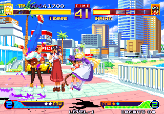 Waku Waku 7 (Arcade) screenshot: Spinning jump