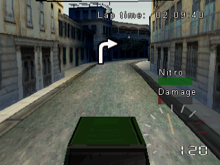 Europe Racing (PlayStation) screenshot: Sharp right turn