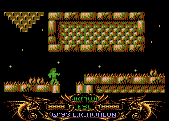 Hawk Moon (Atari 8-bit) screenshot: Entrance to lower level