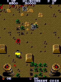 Ikari Warriors II: Victory Road (Arcade) screenshot: On solid ground.