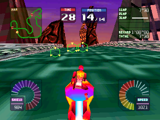 MaxRacer (PlayStation) screenshot: Huh... a better view.