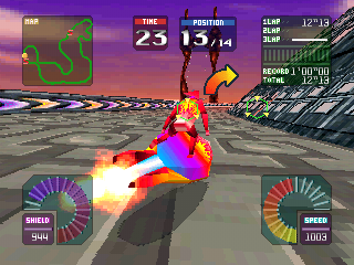 MaxRacer (PlayStation) screenshot: Turning right.
