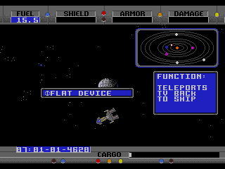 Starflight (Genesis) screenshot: You can view your artifacts. This is a very handy one, allowing instant teleporting of your terrain vehicle in case it runs out of fuel