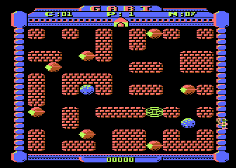 Gabi / Kuadryk (Atari 8-bit) screenshot: Gabi outside the board on a walkway