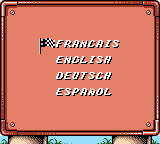 V-Rally: Championship Edition (Game Boy Color) screenshot: Select language (European version)