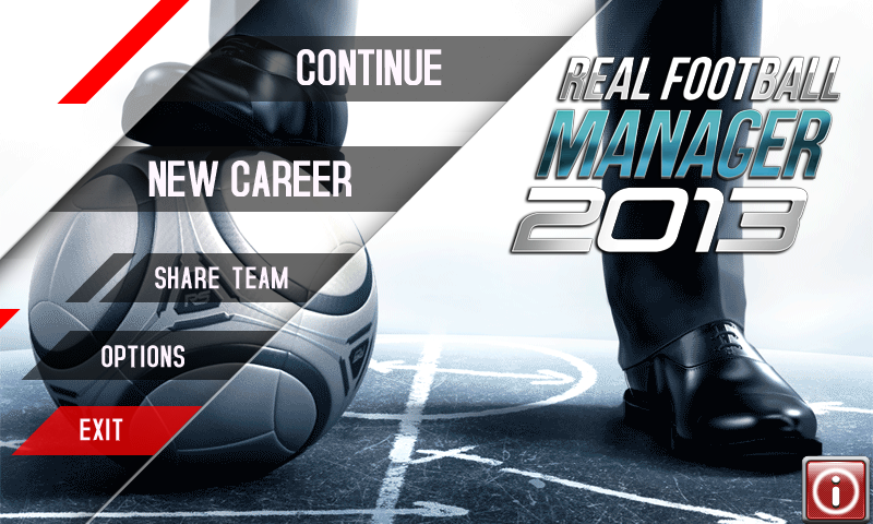 Real Football Manager 2013 (J2ME) screenshot: Main menu (Samsung S8000 version)