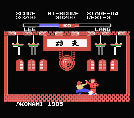 Yie Ar Kung-Fu (MSX) screenshot: Nice low kick via Lang (500 pts)