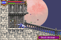 Castlevania: Aria of Sorrow (Game Boy Advance) screenshot: Kill skeleton archer