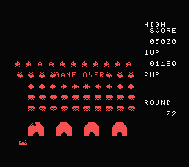 Space Invaders (MSX) screenshot: Destroyed and Game Over