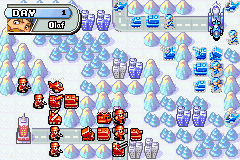 Advance Wars (Game Boy Advance) screenshot: ...and the terrain gets covered in snow affecting combat