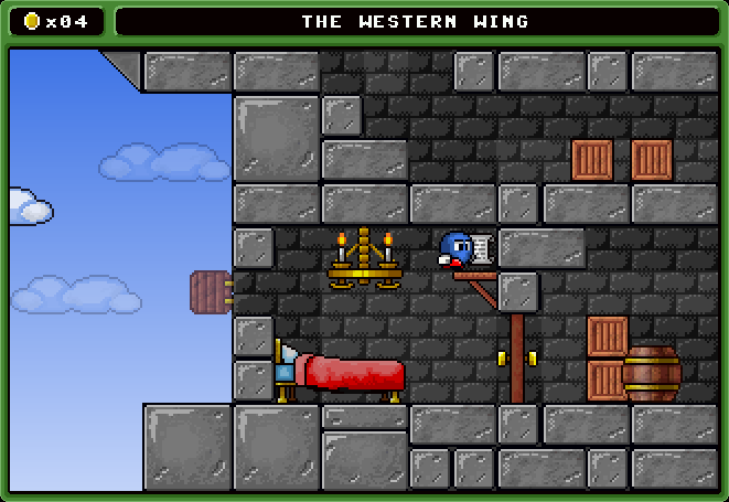 Spuds Quest (Windows) screenshot: Inside the castle - Spud uses a not fully legitimate method to be granted an audience with the King.