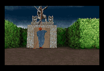 Alone in the Dark 2 (SEGA Saturn) screenshot: Use hook with rope, use on statue... like a adventure game