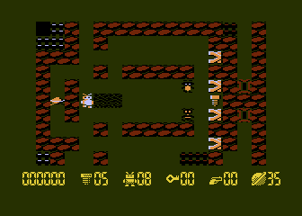 Robbo Forever (Atari 8-bit) screenshot: Level 35