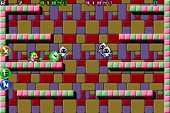 Bubble Bobble Old & New (Game Boy Advance) screenshot: Unfriendly ghosts