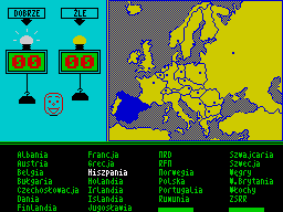 Geografia (ZX Spectrum) screenshot: Pointing country