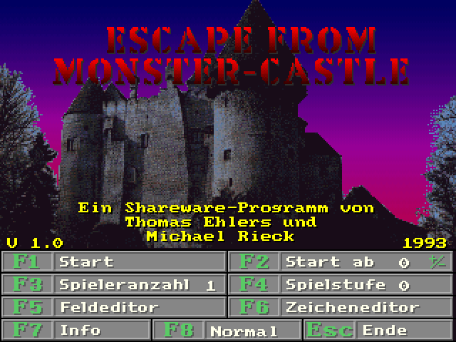 Escape from Monster-Castle (DOS) screenshot: Title Screen
