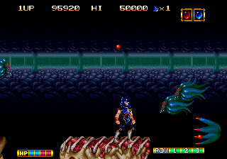 Magician Lord (Neo Geo) screenshot: Stage 3: "Highway leading to a foreign space"