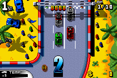 Demon Driver: Time to Burn Rubber! (Game Boy Advance) screenshot: 3..2...1...go!