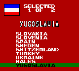 UEFA 2000 (Game Boy Color) screenshot: Team selection.