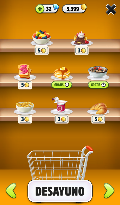 My Talking Tom (Android) screenshot: Inside the food market.
