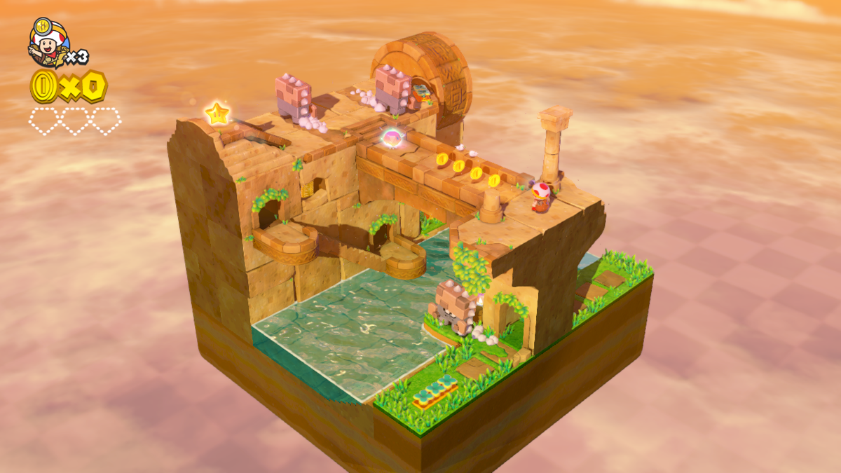 Captain Toad: Treasure Tracker (Wii U) screenshot: An early multistory level