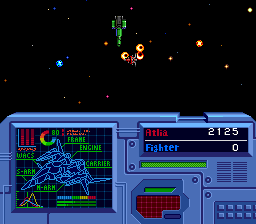 Alshark (TurboGrafx CD) screenshot: Space combat! Your ship has been upgraded, but is still too weak against this dangerous opponent