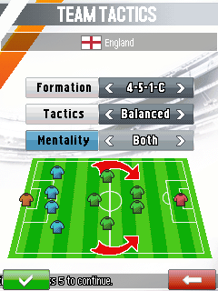 Real Football 2014 (J2ME) screenshot: Team tactics (SE K800i version)
