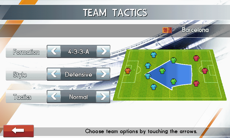 Real Football 2014 (J2ME) screenshot: Team tactics (Samsung S8000 version)
