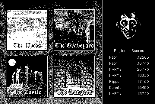 Creepy Castle (Macintosh) screenshot: Level selection