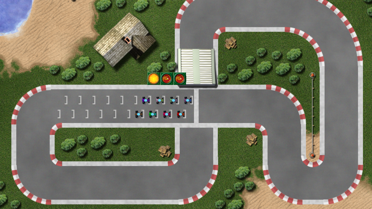 Turbo Sliders (Windows) screenshot: Beginning of the first race